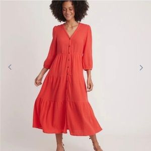 Marine layer Willow Doublecloth Midi Dress in Red
